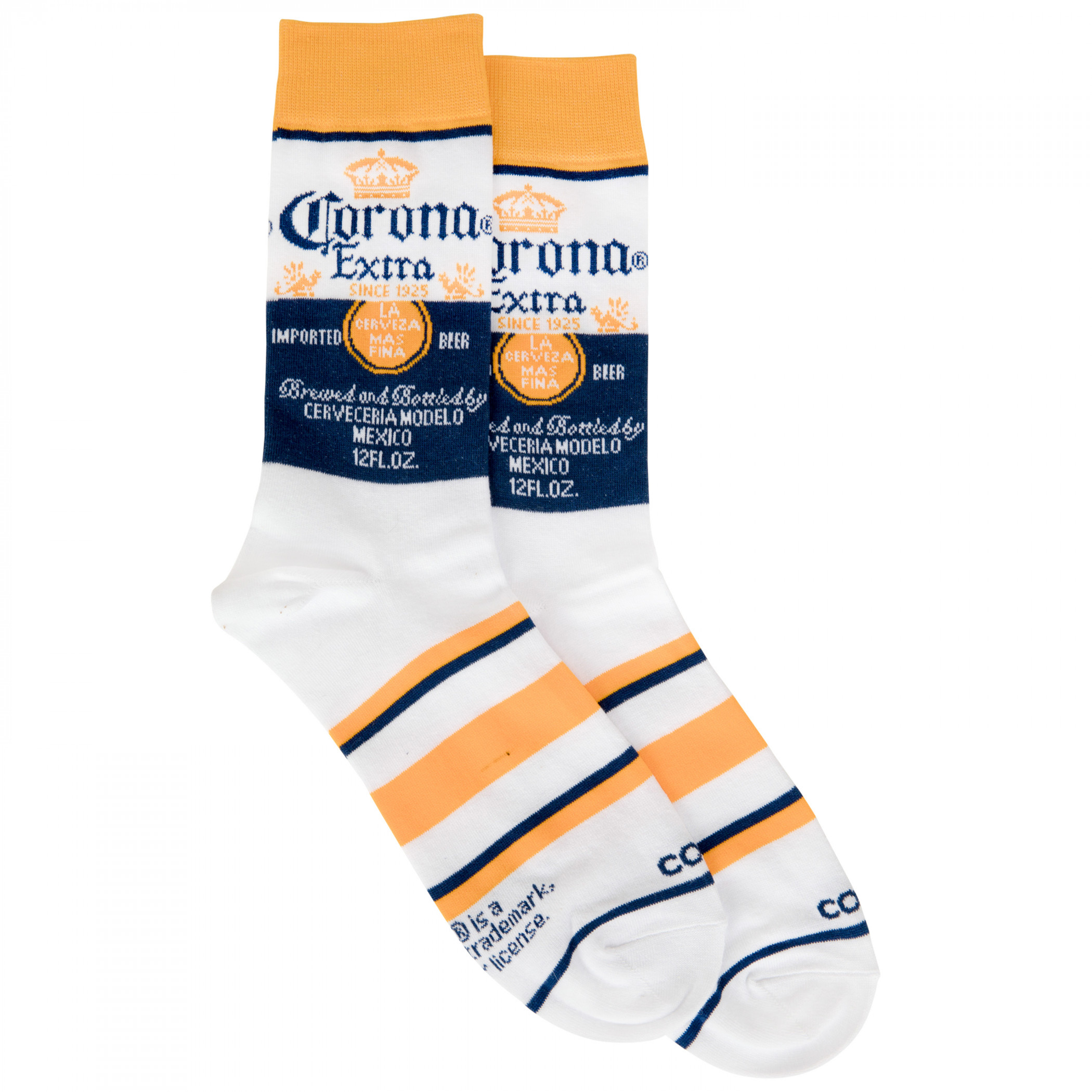 Corona Extra Bottle Label Crew Socks